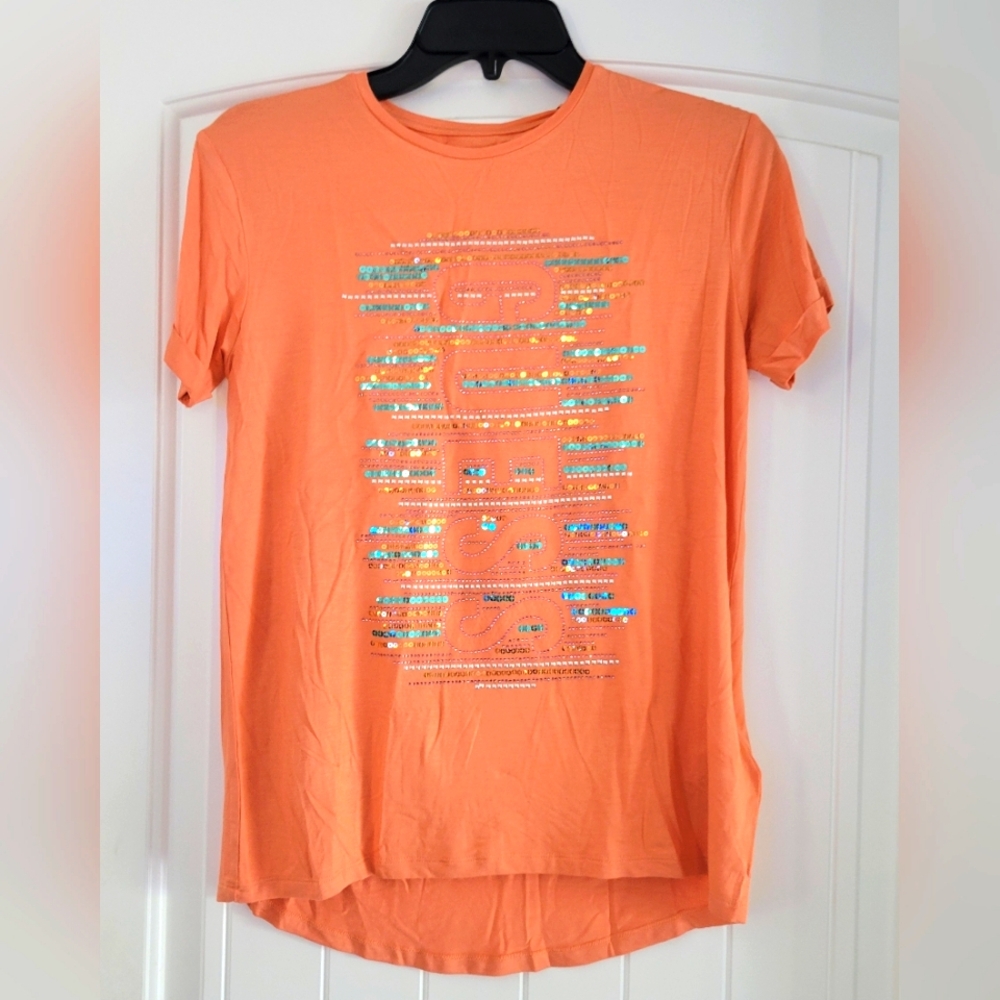 Orange Sequin Embellished Top